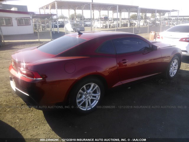 2G1FA1E38E9323640 - 2014 CHEVROLET CAMARO LS RED photo 4