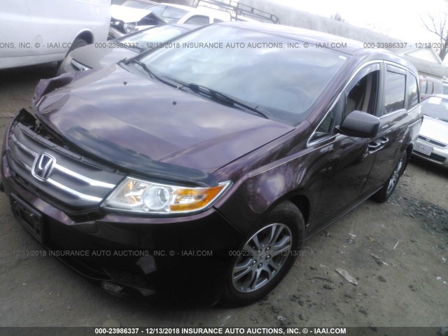 5FNRL5H26DB087623 - 2013 HONDA ODYSSEY LX MAROON photo 2