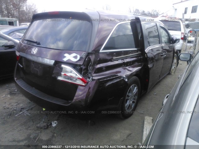 5FNRL5H26DB087623 - 2013 HONDA ODYSSEY LX MAROON photo 4