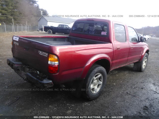 5TEGN92N33Z175666 - 2003 TOYOTA TACOMA DOUBLE CAB PRERUNNER RED photo 4