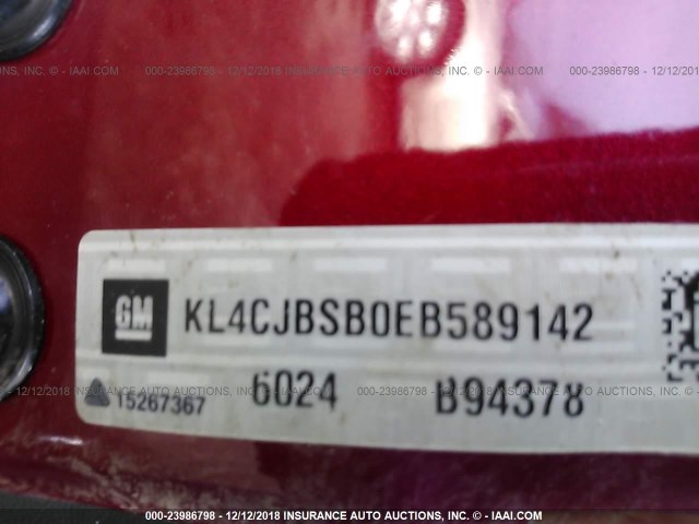 KL4CJBSB0EB589142 - 2014 BUICK ENCORE CONVENIENCE RED photo 9