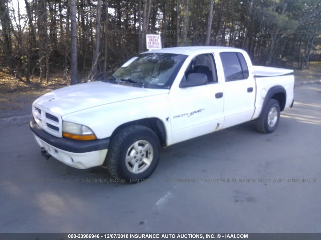 1B7GL2AZX1S114429 - 2001 DODGE DAKOTA QUAD WHITE photo 2