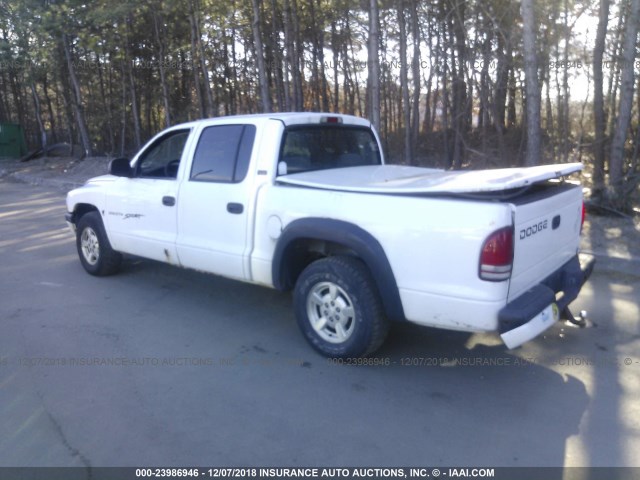 1B7GL2AZX1S114429 - 2001 DODGE DAKOTA QUAD WHITE photo 3