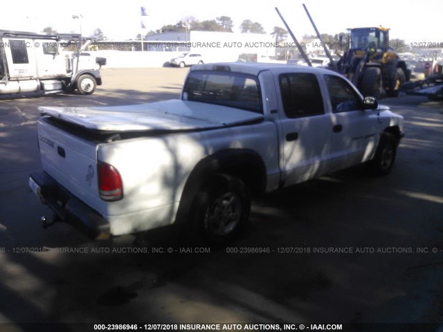 1B7GL2AZX1S114429 - 2001 DODGE DAKOTA QUAD WHITE photo 4