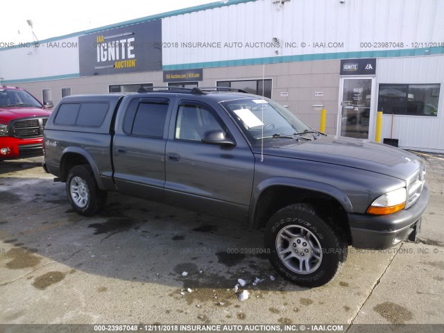 1D7HG38N44S552634 - 2004 DODGE DAKOTA QUAD SPORT GRAY photo 1