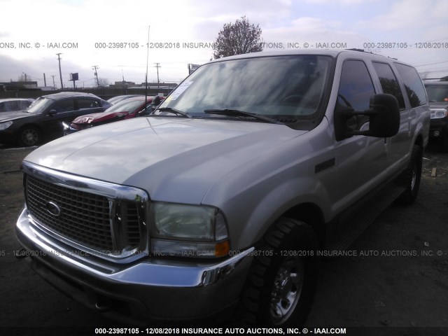 1FMNU40L42ED22685 - 2002 FORD EXCURSION XLT SILVER photo 2