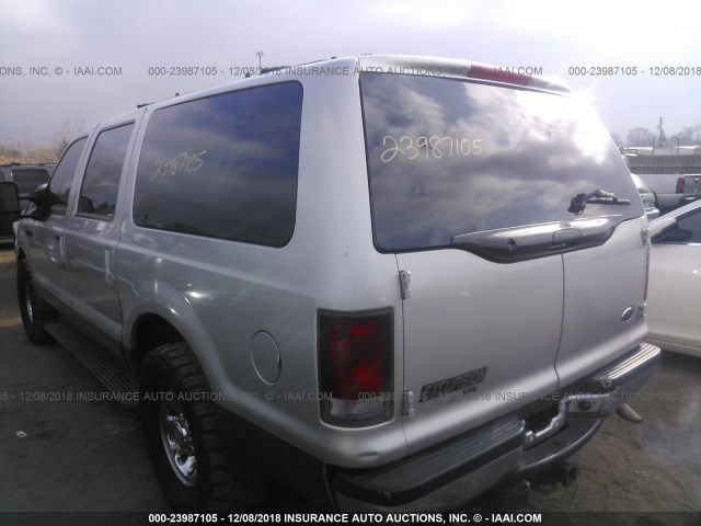 1FMNU40L42ED22685 - 2002 FORD EXCURSION XLT SILVER photo 3