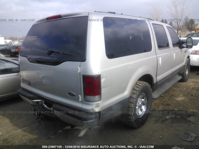 1FMNU40L42ED22685 - 2002 FORD EXCURSION XLT SILVER photo 4