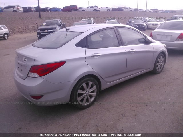 KMHCU4AE2CU056632 - 2012 HYUNDAI ACCENT GLS/GS/SE SILVER photo 4