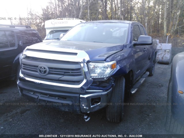 5TFRM5F12EX076858 - 2014 TOYOTA TUNDRA DOUBLE CAB SR/SR5 BLUE photo 2