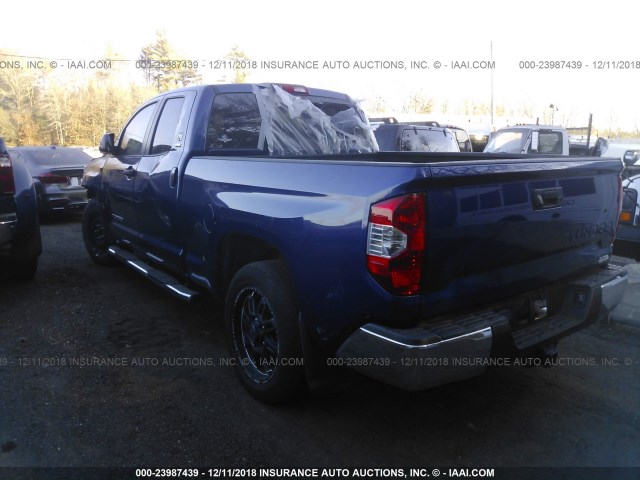 5TFRM5F12EX076858 - 2014 TOYOTA TUNDRA DOUBLE CAB SR/SR5 BLUE photo 3