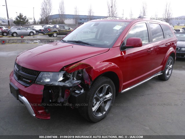 3C4PDCGG6JT408983 - 2018 DODGE JOURNEY CROSSROAD RED photo 2