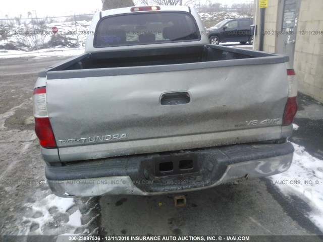 5TBDT44186S533022 - 2006 TOYOTA TUNDRA DOUBLE CAB SR5 GRAY photo 6