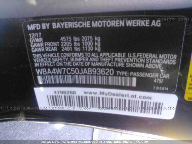 WBA4W7C50JAB93620 - 2018 BMW 440I BLACK photo 8