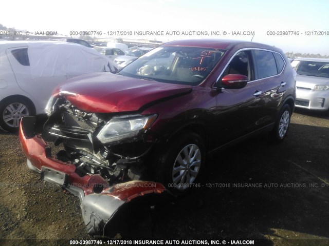 KNMAT2MT5FP576596 - 2015 NISSAN ROGUE S/SL/SV RED photo 2