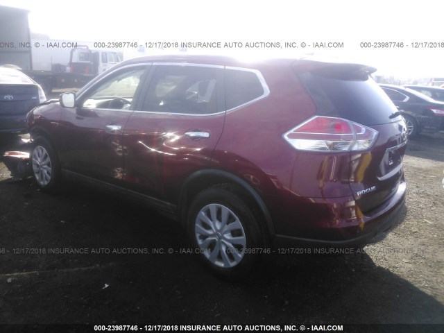 KNMAT2MT5FP576596 - 2015 NISSAN ROGUE S/SL/SV RED photo 3