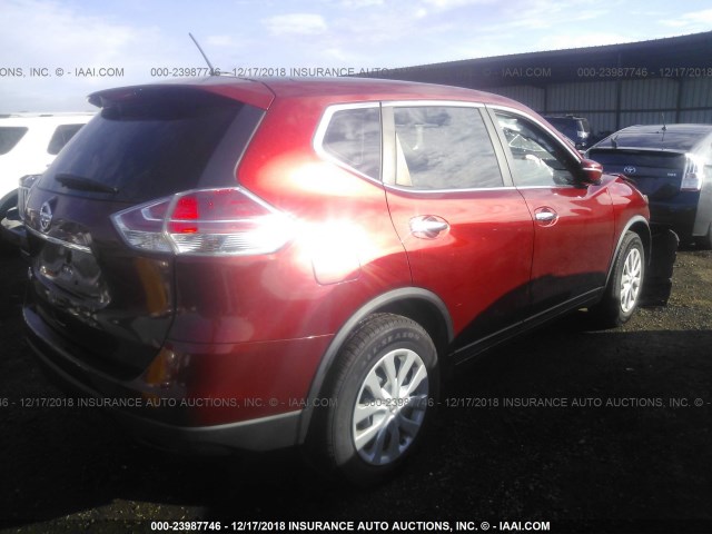 KNMAT2MT5FP576596 - 2015 NISSAN ROGUE S/SL/SV RED photo 4