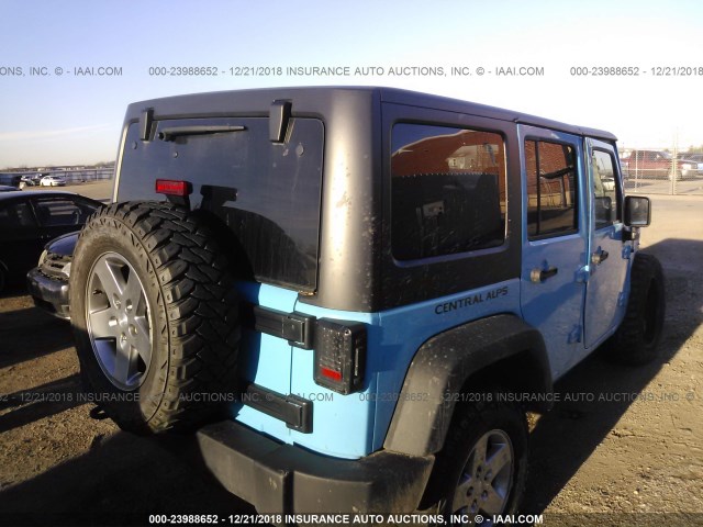 1C4BJWFG6JL820337 - 2018 JEEP WRANGLER UNLIMITE RUBICON BLUE photo 4