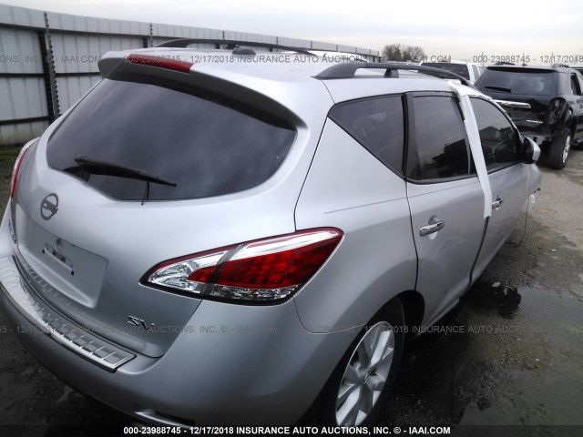 JN8AZ1MU7BW055742 - 2011 NISSAN MURANO S/SL/LE SILVER photo 4