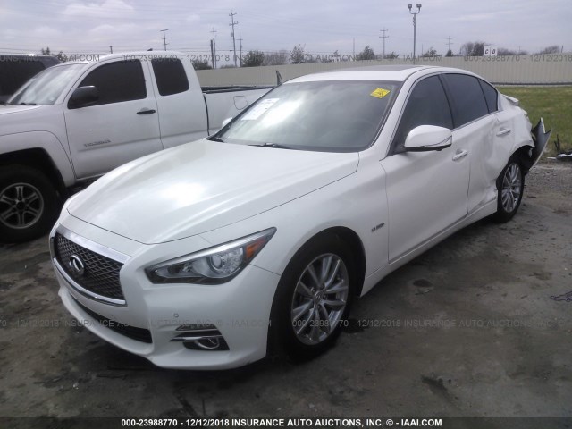 JN1AV7AP1FM790181 - 2015 INFINITI Q50 HYBRID PREMIUM/SPORT WHITE photo 2