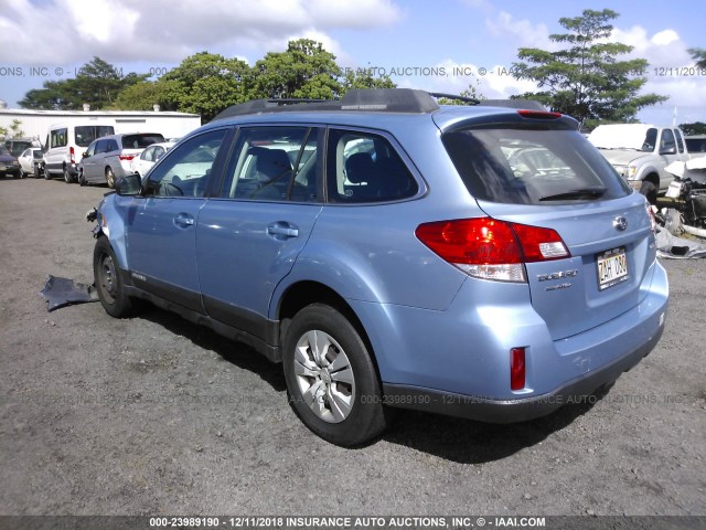 4S4BRCAC8B3387581 - 2011 SUBARU OUTBACK 2.5I BLUE photo 3