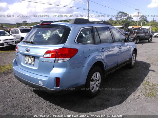 4S4BRCAC8B3387581 - 2011 SUBARU OUTBACK 2.5I BLUE photo 4