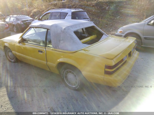 1FABP44A1HF180781 - 1987 FORD MUSTANG LX YELLOW photo 3