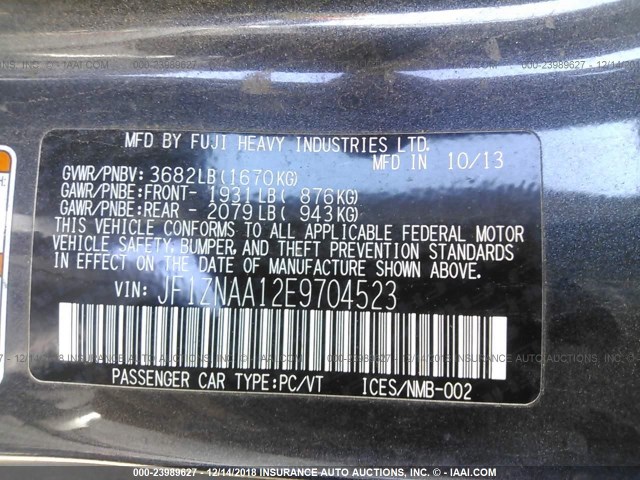 JF1ZNAA12E9704523 - 2014 TOYOTA SCION FR-S GRAY photo 9