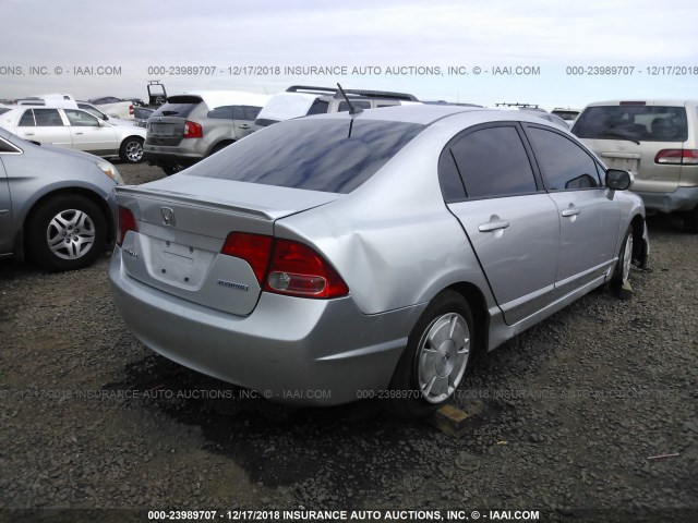 JHMFA362X8S014195 - 2008 HONDA CIVIC HYBRID SILVER photo 4