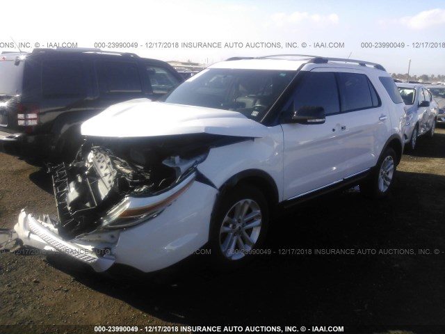 1FM5K7D89DGB79737 - 2013 FORD EXPLORER XLT WHITE photo 2