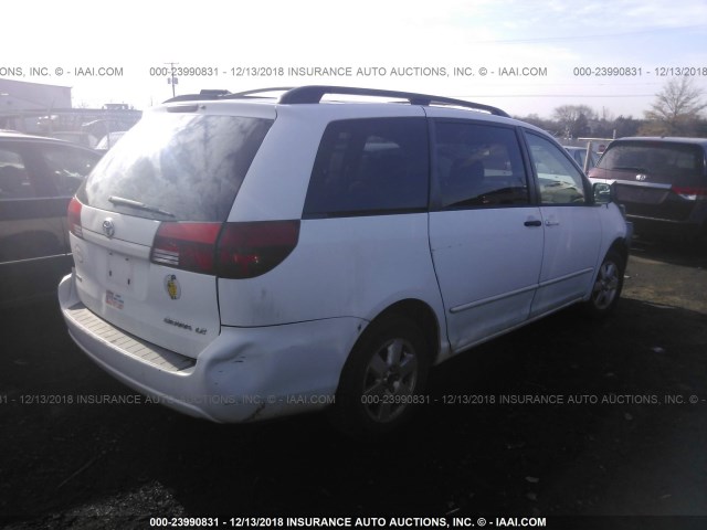 5TDZA23C54S219187 - 2004 TOYOTA SIENNA CE/LE WHITE photo 4