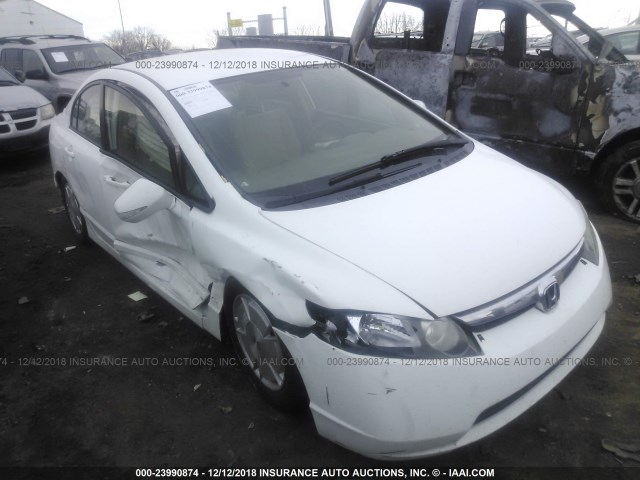 JHMFA36236S002726 - 2006 HONDA CIVIC HYBRID WHITE photo 1