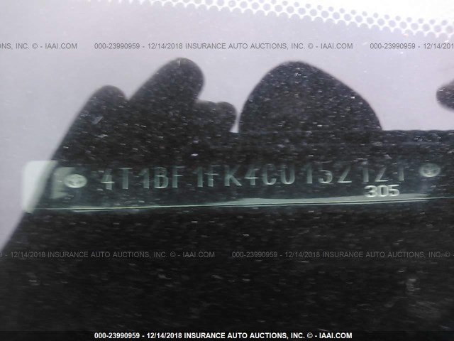 4T1BF1FK4CU152121 - 2012 TOYOTA CAMRY SE/LE/XLE შავი ფოტო 9