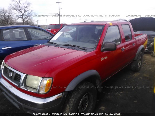 1N6ED27TXYC311335 - 2000 NISSAN FRONTIER CREW CAB XE/CREW CAB SE RED photo 2