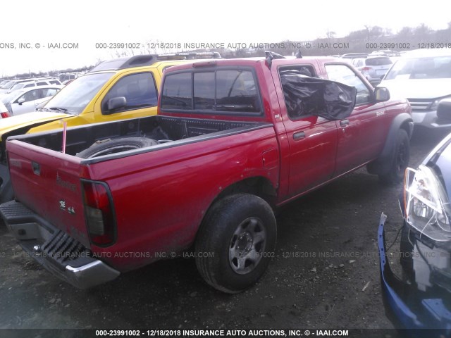 1N6ED27TXYC311335 - 2000 NISSAN FRONTIER CREW CAB XE/CREW CAB SE RED photo 4