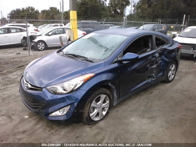 KMHDH6AE4DU014159 - 2013 HYUNDAI ELANTRA COUPE GS/SE BLUE photo 2