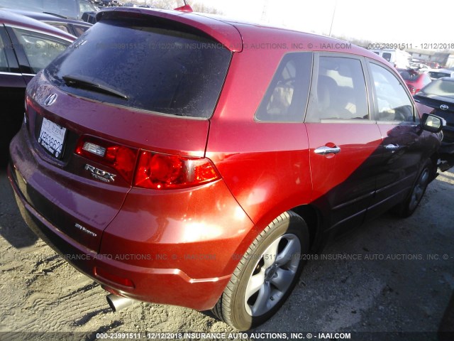 5J8TB18298A012237 - 2008 ACURA RDX RED photo 4