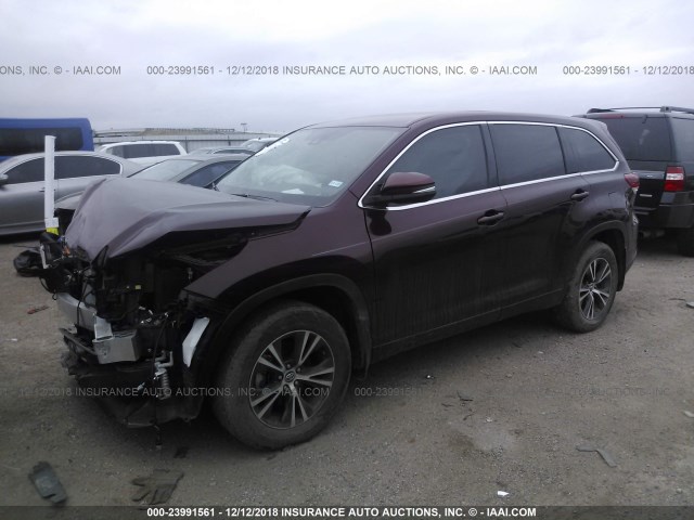 5TDZZRFH6JS247522 - 2018 TOYOTA HIGHLANDER LE/LE PLUS MAROON photo 2