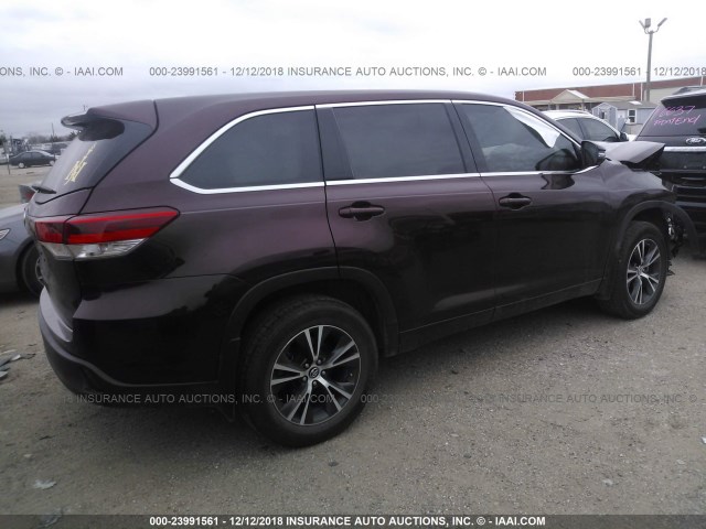 5TDZZRFH6JS247522 - 2018 TOYOTA HIGHLANDER LE/LE PLUS MAROON photo 4