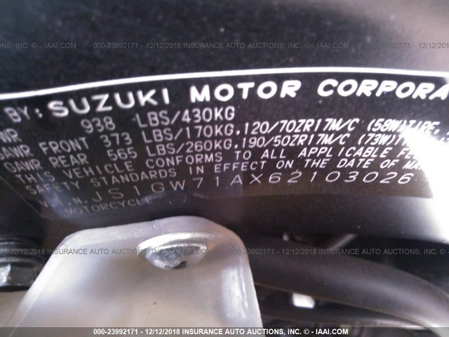 JS1GW71AX62103026 - 2006 SUZUKI GSX1300 R WHITE photo 10