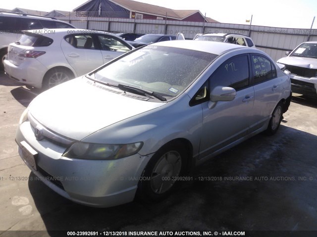 JHMFA362X7S003602 - 2007 HONDA CIVIC HYBRID BLUE photo 2