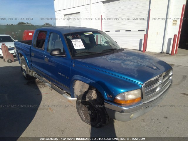 1B7GG2AN7YS625981 - 2000 DODGE DAKOTA QUAD BLUE photo 1