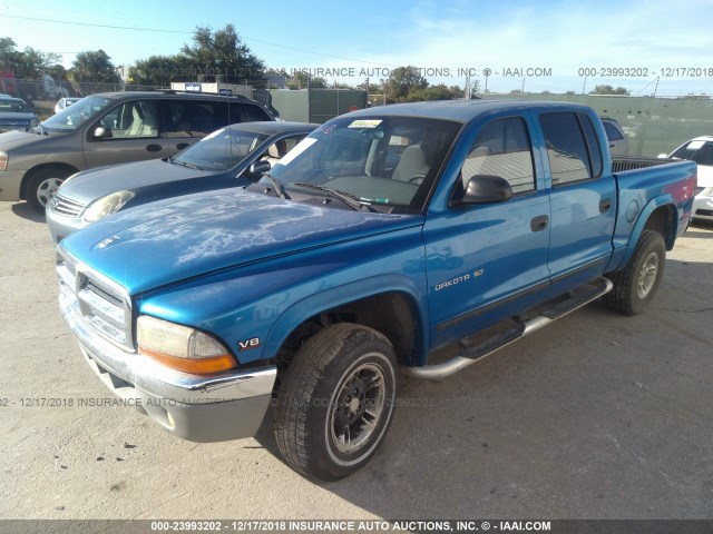 1B7GG2AN7YS625981 - 2000 DODGE DAKOTA QUAD BLUE photo 2