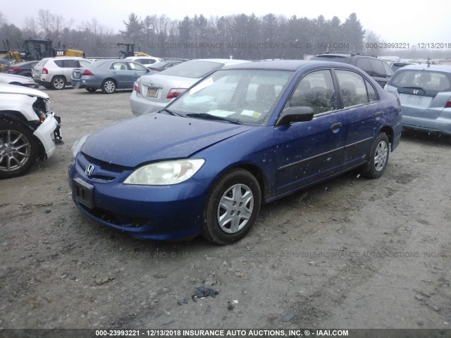 2HGES16345H500349 - 2005 HONDA CIVIC DX VP BLUE photo 2
