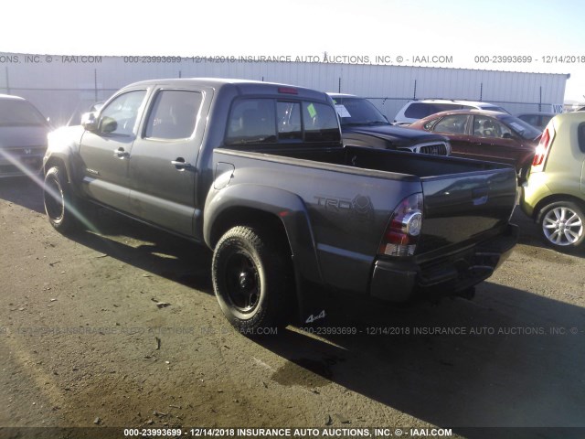 3TMLU4EN9DM133548 - 2013 TOYOTA TACOMA DOUBLE CAB GRAY photo 3