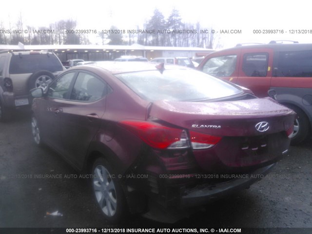 5NPDH4AE4DH424494 - 2013 HYUNDAI ELANTRA GLS/LIMITED RED photo 3