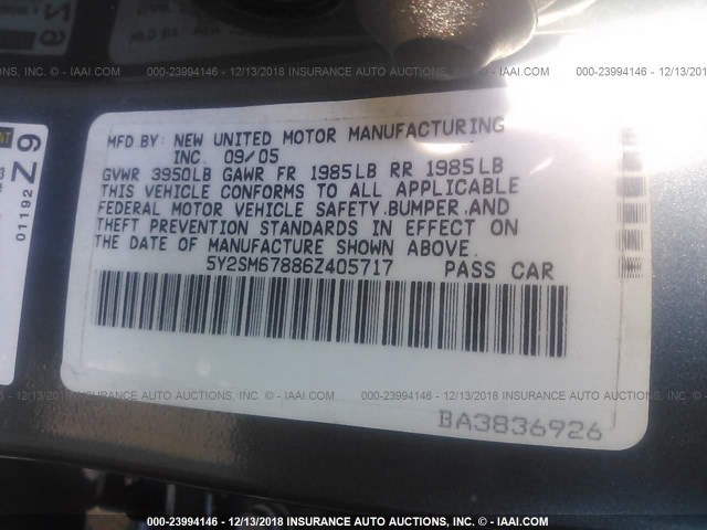 5Y2SM67886Z405717 - 2006 PONTIAC VIBE GRAY photo 9