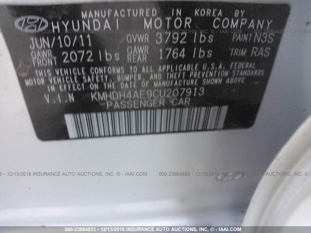 KMHDH4AE9CU207913 - 2012 HYUNDAI ELANTRA GLS/LIMITED SILVER photo 9