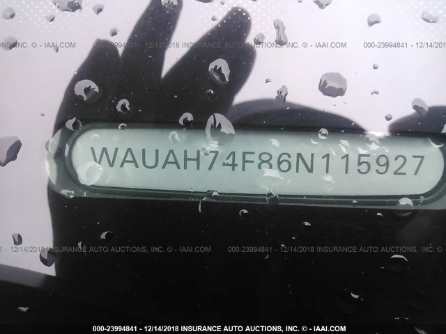 WAUAH74F86N115927 - 2006 AUDI A6 3.2 BLACK photo 9