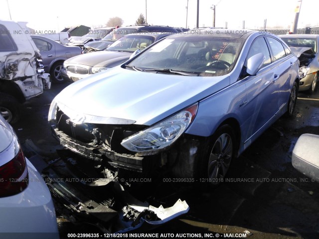 KMHEC4A45DA074466 - 2013 HYUNDAI SONATA HYBRID Light Blue photo 2